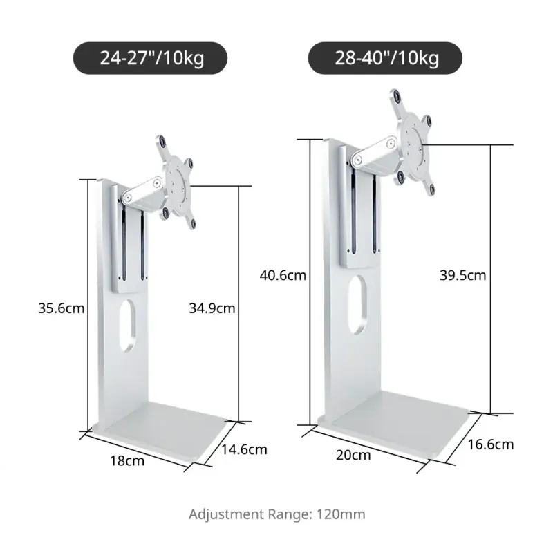 מעמד VESA אוניברסלי של Kuycon – בסיס מתכוונן ל-24"–40", VESA 100×100