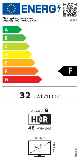 EU-Energielabel des Kuycon G32P, Klasse F