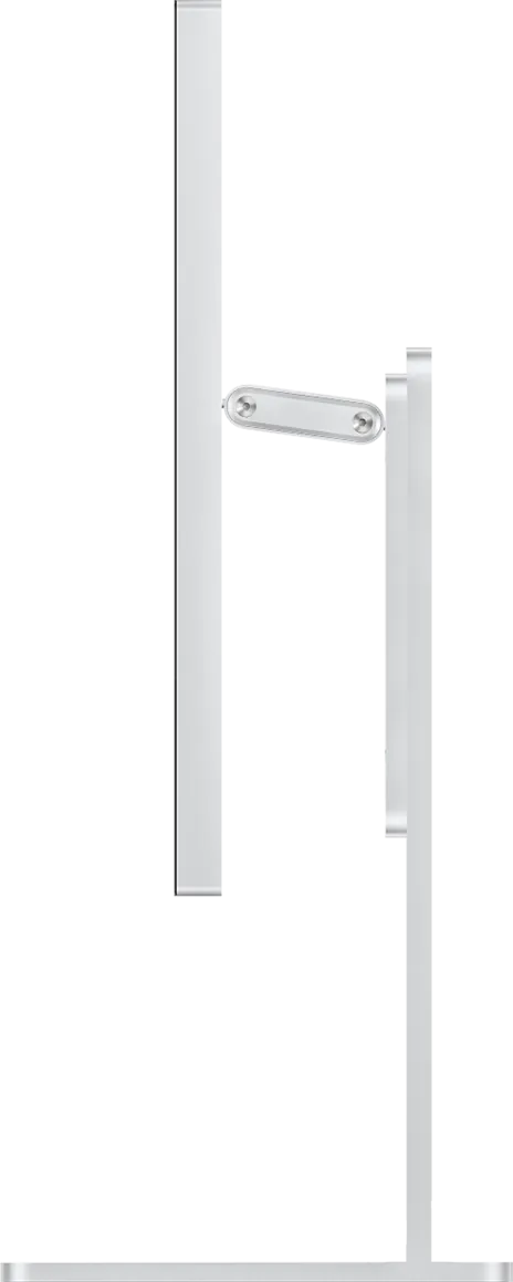 Monitor Kuycon P27Z in der Seitenansicht auf dem höhenverstellbaren Standfuß, ganz nach oben gefahren